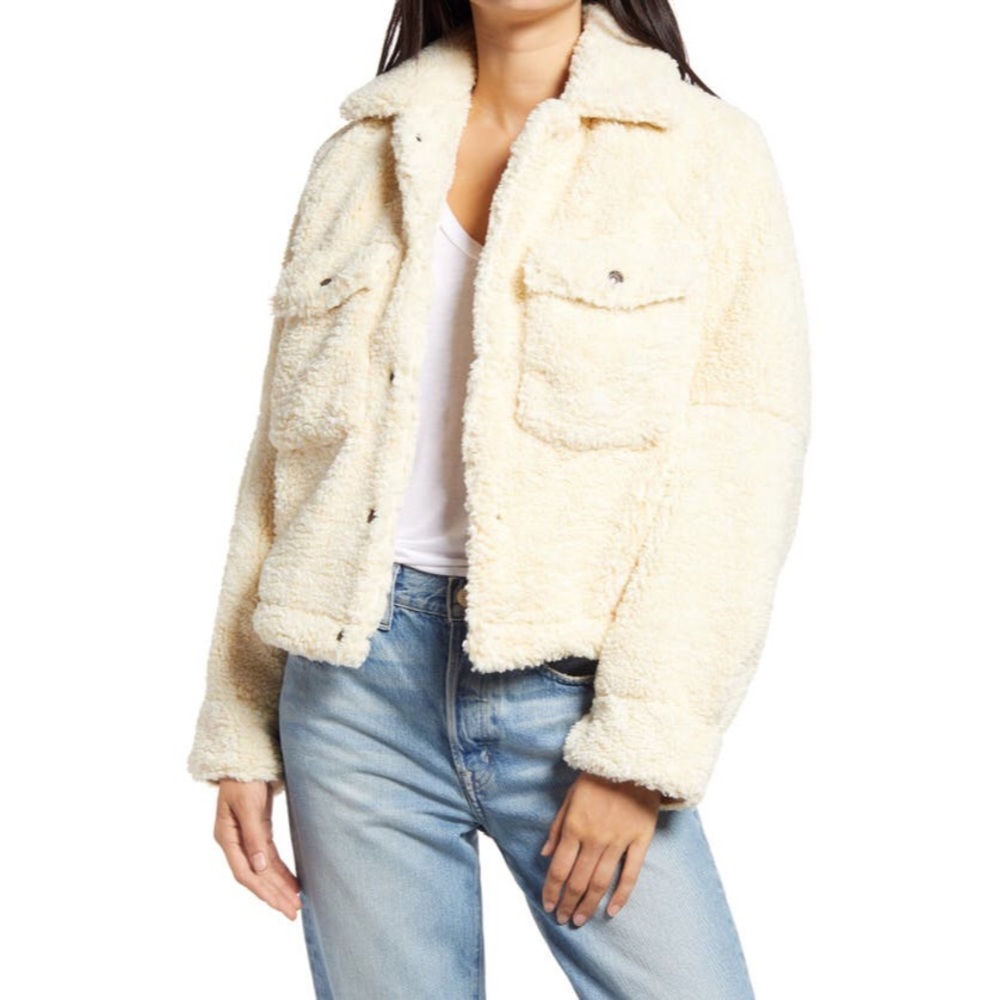 Free People Teddy Swing Jacket Chai Latte sz XS